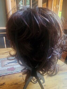 Premium Synthetic Wig - Dark Reddish Brown Wavy - Excellent Condition!
